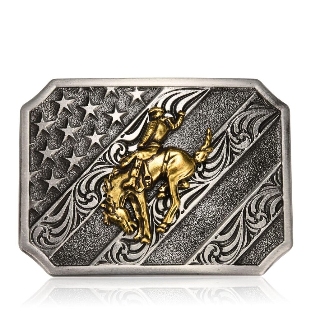 4815 Western Belt Buckle , Bull Cowboy Rodeo Texas Star Buckle